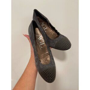AGL Attila Giusti Leombruni Grey Shimmer Sudded Ballet Flats  SZ 8/8.5 EU 39.5